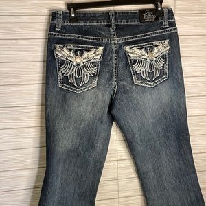 Love, indigo, premium jeans, women’s size 10, petite boot, cut